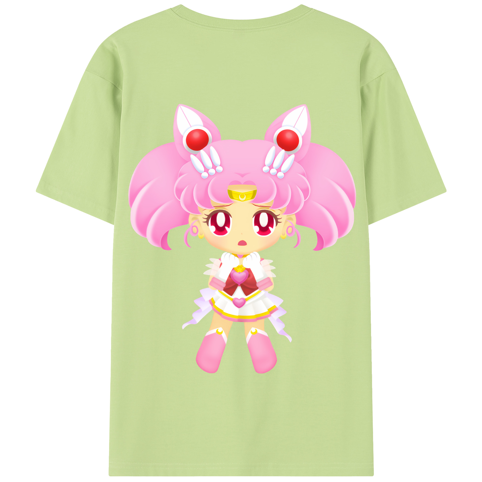 （画像用） 美少女戦士セーラームーン ちびうさ Sailor Moon Chibiusa Tsukino Usagi Small Lady Serenity 綿100％半袖Tシャツ（背面プリント）